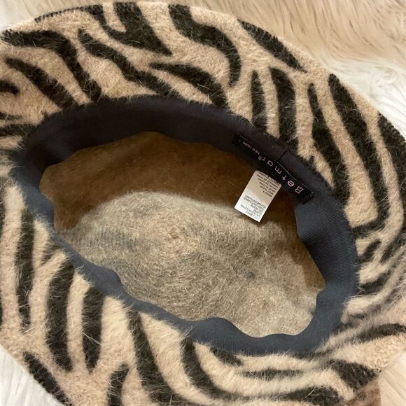 Betmar New York Vintage Brown Zebra Stripes Angora Blend Bow Bucket Hat main image 2